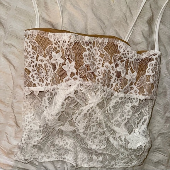 White Mesh + Lace backless top – corset style back ties | sheer, Romantic & Sexy - Picture 2 of 6